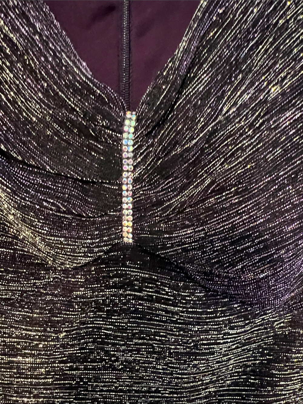 R & M Richards Purple and Gold Metallic Long Sleeve Maxi Dress - Picture 6 of 9
